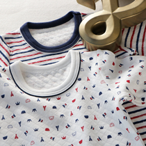 Autumn and winter new childrens clothing little boy baby thin air cotton warm long sleeve top base shirt small school style