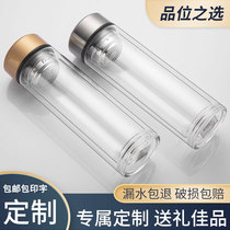 Double-layer glass custom logo advertising cup printing cup wholesale custom opening gift promotional gift water cup