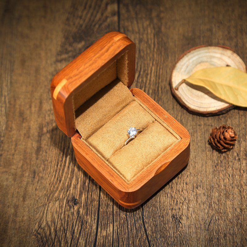 非洲花梨木刺猬紫檀纯实木质戒指盒实木钻戒盒求婚戒指盒收纳盒子