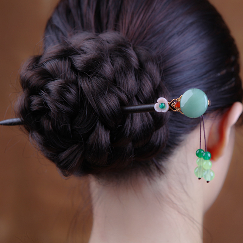 凤仪(饰品)古典发簪复古东陵玉手工簪子古代盘发步摇发饰古风饰