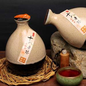 绍兴黄酒 十八年醇酿手工花雕酒500ml 单瓶装 半甜型糯米酒 老酒