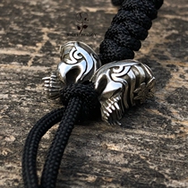 Nightsong Studio 925 Silver Original Handmade EDC Umbrella Rope Knife Pendant Necklace Head Pendant Pendant Skulls