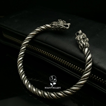 Night Song Studio 925 Pure Silver Original Handmade Classic Viking Traditional Style L Wolf head bracelet bracelet bracelet