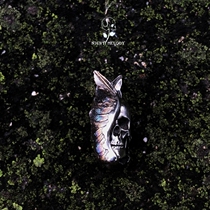 Nightclub Studio 925 Silver Original Handmade Minimalist Personality Dark Gothic bifacial Skull Skull Feather Necklace Pendant