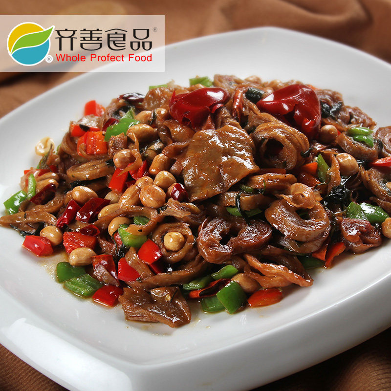 【齐善素食_三杯素肥肠_冷冻】素食大豆面筋制品仿荤素肉蛋白斋菜