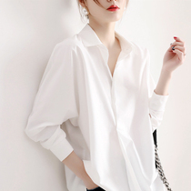 Design sense niche white shirt women wear wild loose sunscreen shirt summer thin thin long top