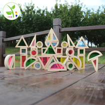 Light Shadow Building Blocks Kindergarten Desktop Toys Children Puzzle Early Teaching Color Acrylic Wood Construction Game Materials