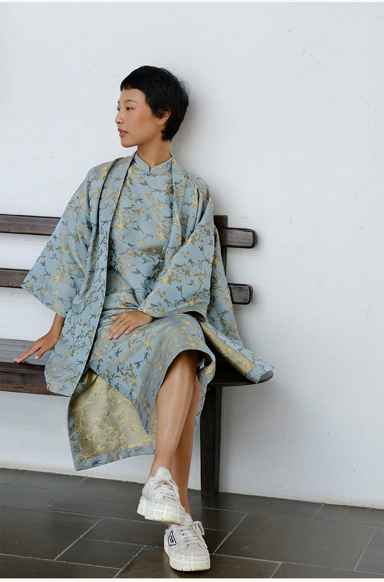 提花宋锦中长款羽织 d23d231