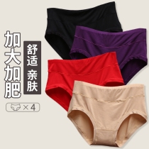 Large size panties female fat mm200 kg womens pure cotton Modal destiny red mid-waist mother briefs head