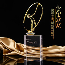 Metal Alloy Golf trophy Gold and silver Bronze Team total pole Net pole champion Farthest distance Gold plated competition prize