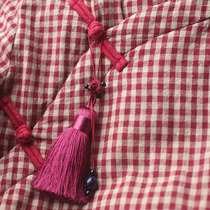 Pigs trotters handmade disc buckle brooch press placket cheongsam Hanfu with accessories Sui Shuangfu ring tassel Changchun flower red