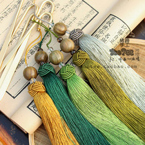zootee classical tassel brass bookmarks retro Chinese style creative handmade green sandalwood quiet night