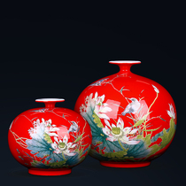 Liling porcelain vase ornaments red porcelain Tianyi local circle study TV cabinet home furnishings desk bookshelf ceramics