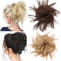Wig bag Europe and the United States messy high temperature silk hair ring Rubber band Women fluffy chicken tail curls ring plate hair styling hair accessories