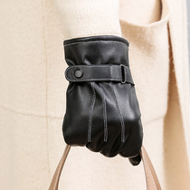 Fashion Winter Warm Leather Gloves Can Touch Screen Plus Suede Thickened Windproof Waterproof Outdoor Riding Gloves Antifreeze Upscale