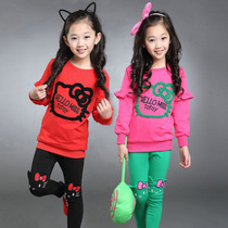 Girls Spring and Autumn Set 2018 New Tong Long Sleeved Two-Piece Childrens Cotton Leisure Girls Autumn Childrens Clothing