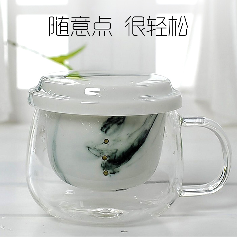 Ms heat - resistant glass flower tea cups transparent glass filter glass ceramic tea cup cup home office
