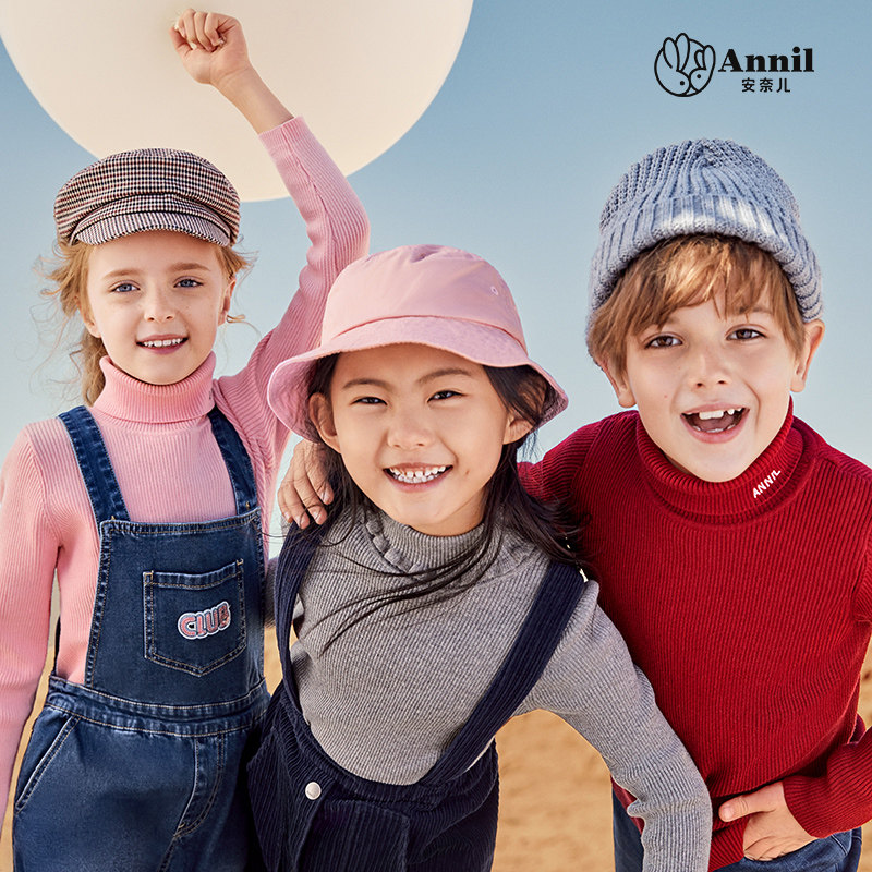 安奈儿 19年冬季新款 儿童针织衫 长袖打底衫 双重优惠折后￥39包邮 男、女童90~170码多色可选