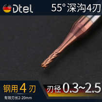 Dete deep groove milling cutter flat bottom 4-edge 55 degree steel coated cnc cnc cemented carbide tungsten steel milling cutter end mill