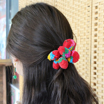 Ethnic Wind Artisanal Colored Hair Ball Hair Rope Minimalist Individuality Little Fresh Head Rope Adult Headwear Child Leather Fascia Hair Ring