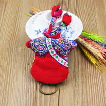 Yunnan ethnic style characteristic handmade fabric Cheongsam type keychain creative cartoon key chain key set