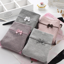 Day Ensemble Comfort Polo Dot Striped Pure Cotton Briefs Woman Mid waist No marks Large size All cotton breathable Womens triangular trouser head