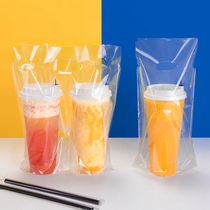 Horn flower disposable packaging bag Double cup bag Single cup bag milk tea takeaway bag Beverage bag plastic bag 100