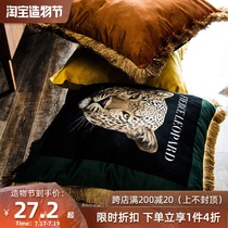 Sofa pillow Light luxury velvet gold fringed edge Modern living room waist cushion Bedroom household bedside cushion