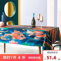 Modern minimalist creative abstract tablecloth waterproof oil-proof disposable cotton linen anti-scalding tablecloth rectangular household table mat