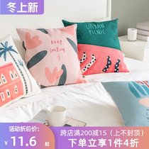 Sofa pillow case Nordic ins wind thickened square car seat cushion fresh cotton linen office waist cushion