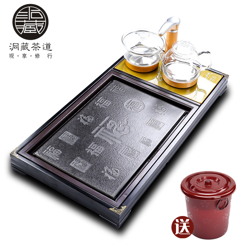 In building household contracted the snap one automatic induction cooker tea set ceramic panel solid wood tea tray