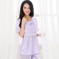 Sleepwear Lady Summer Short Sleeve Summer Money Summer Ice Silk Satin Summer Thin snow Textile Two suits Comfort Home Comfort