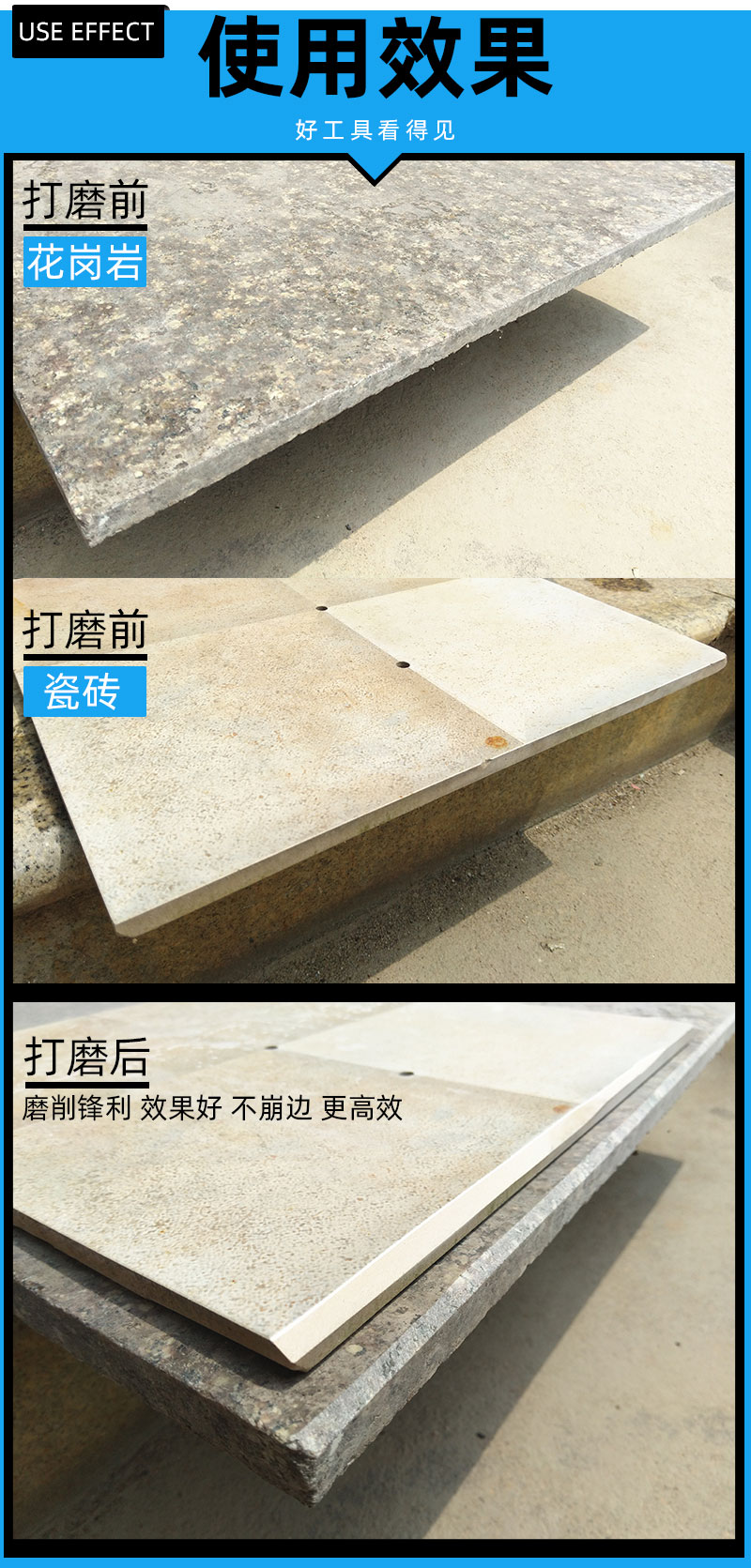 角磨机专用石材打磨抛光工具大理石石英石头瓷砖修边磨边抛光磨片