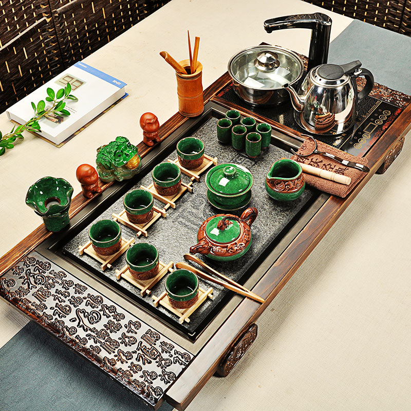 Hui, make tea set suits for your up kung fu tea sets of household ceramics induction cooker of a complete set of solid wood tea tray