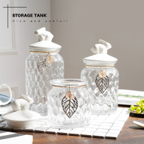 Sugar jar Crystal glass storage European style creative childrens candy storage jar with lid household jar ornaments decoration