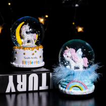 Snowflake ball Crystal ball Music box Unicorn music box Creative dream send birthday New Year gift girl