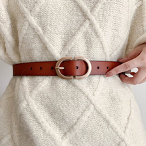 Belt Woman Genuine Leather Ins Wind Minimis Pure Buffalo Leather Accessories External lap collection waist Fashion waist seal Decorative Waist Trim Belt