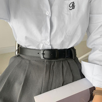 New bf neutral wind belt retro square button black belt 100 hitch version student trend wins womens pants strap