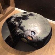 Moon tea table Nordic creative tea table tempered glass living room sofa light extravagant round tea table Ins creative furniture