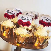 Wedding dessert table wedding flower plug-in red cupcake plug-in