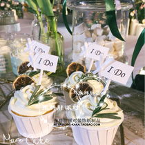 Wedding season fresh bow ribbon cupcake plug-in card ido decorative card Wedding dessert table layout