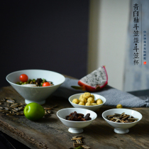 Green and white glaze Doujia Bowl Douqa bowl ceramic tea bowl pure hand imitation Daqing Yongzheng bottom model Pingming Cup