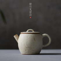 Jingdezhen ceramic teapot Handmade coarse pottery powder to open the tile as a pot of Grass Wood ash glaze teapot Snow Walking series