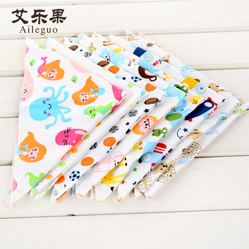 艾乐果 宝宝纯棉婴儿口水巾双层三角巾 10条装