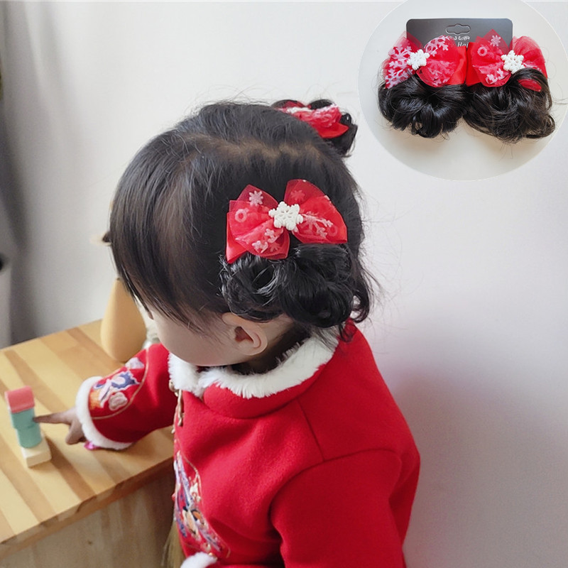 Baby boy wig small curly hair bract baby girl baby princess styled hair clip butterfly knot cute new year ornament 
