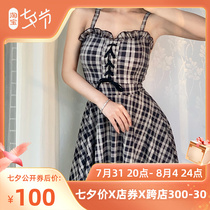 Worlds new retro plaid floral lace with high waisted skirt-style flat corner one-piece swimsuit summer conservative students are conspicuy