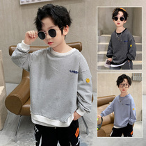 Boys Spring and Autumn Long Sleeved base shirt Middle and Big Childrens Loose Sweater Korean version of foreign-school students round neck shirt autumn clothes