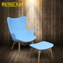 Nordic Cloth Art Modern Minimalist Fashion Small Bear Chair Solid Wood Day Style Creative Single Petal Chair Book House Sofa Chair