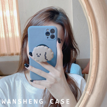 Play win brown dog bracket shell 11ProMax Apple 13 X XS XR SE phone case iPhone7p female 8plus fashion simple silicone all-inclusive anti-drop protection