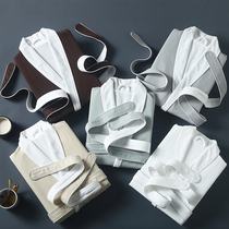 Five-star hotel bathrobe Mens bathrobe nightgown Female long than pure cotton water absorption quick-drying summer spring and autumn custom